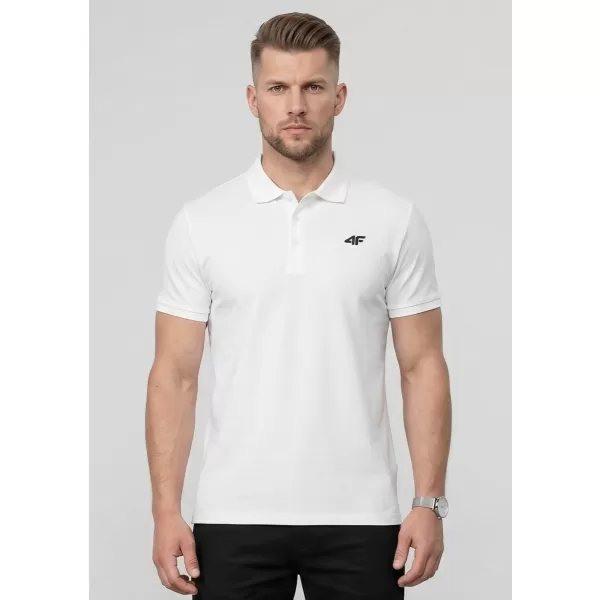  Tricou pentru bărbați cu guler 4F WMM00TPTSM0770 ALB 
