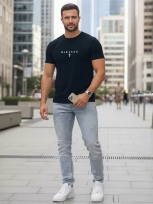 Tricou pentru bărbați DSTREET NX5124R-NY ALBASTRU ÎNCHIS