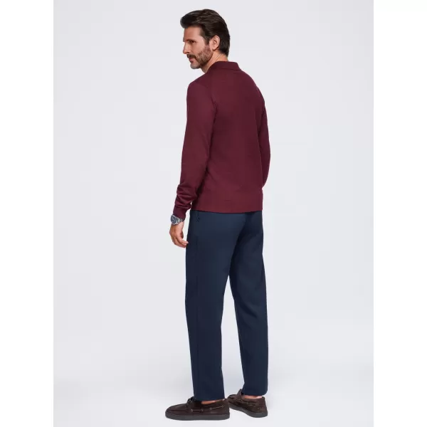  Tricou pentru bărbați cu guler OMBRE OM-POLS-0151 BURGUNDIA 