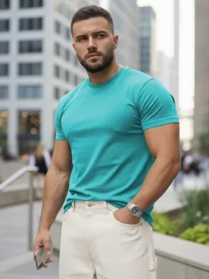 Tricou pentru bărbați DSTREET RX5692 ALBASTRU