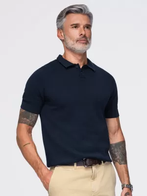 Tricou polo pentru bărbați OMBRE OM-POSS-0178 ALBASTRU MARIN