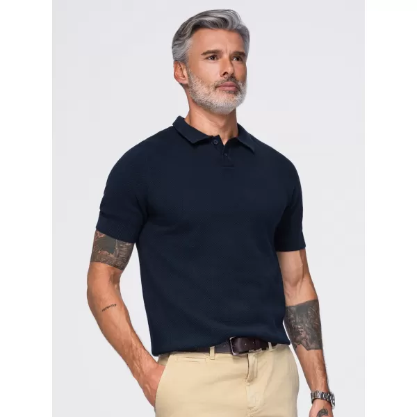  Tricou polo pentru bărbați OMBRE OM-POSS-0178 ALBASTRU MARIN 