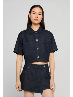 Cămașă de damă URBAN CLASSICS TB8372 ALBASTRU CLĂTIT SPĂLAT