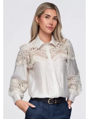 Cămașă de damă OMBRE OW-SH-E0075 BEJ