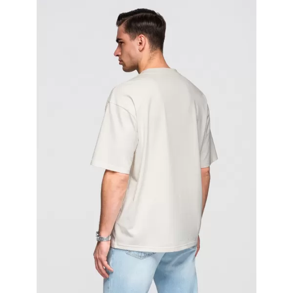  Tricou pentru bărbați OMBRE OM-TSBC-0291 NEGRU/ALB MURDAR/MĂSLINIU PAL 