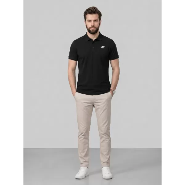  Tricou pentru bărbați cu guler 4F WMM00TPTSM0771 NEGRU ADÂNC 