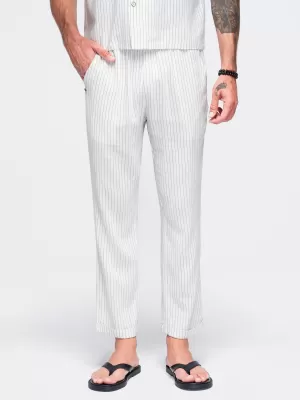 Pantaloni pentru bărbați OMBRE OM-PACP-0311 APROAPE ALB