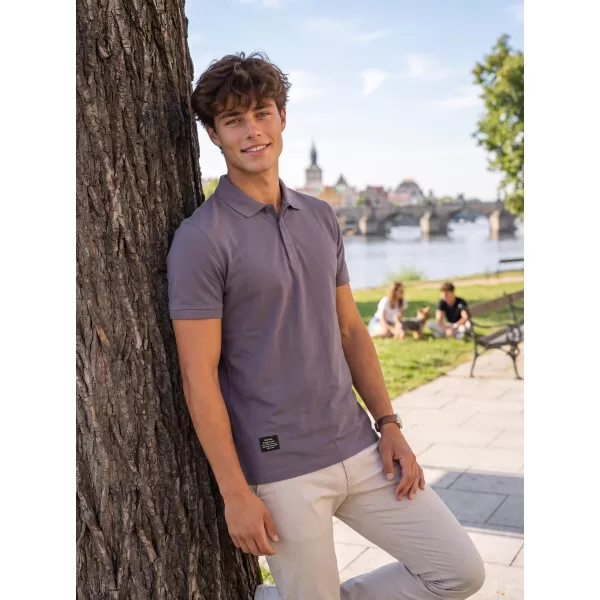  Tricou pentru bărbați cu guler ALTISPORT NP/ALMST90601 GRI ARDEZIE 