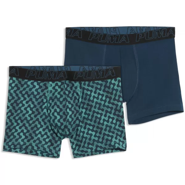  Boxeri pentru bărbați PUMA MEN GRAPHICAL PRINT BOXERS 2P 94780403 COMBO VERDE 