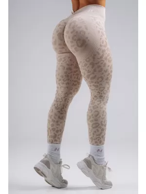 Jambiere compresive push-up cu imprimeu leopard NEBBIA PRIMAL 849 LEOPARD CREM