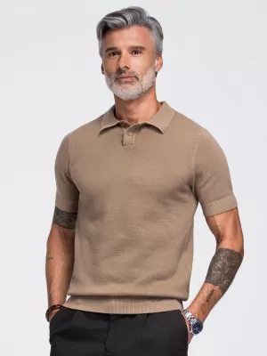 Tricou polo pentru bărbați OMBRE OM-POSS-0178 MARO DESCHIS