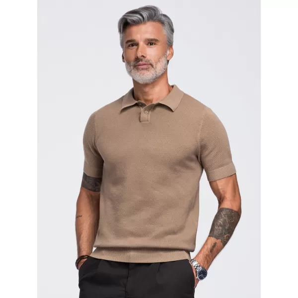  Tricou polo pentru bărbați OMBRE OM-POSS-0178 MARO DESCHIS 