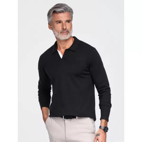  Tricou pentru bărbați cu guler OMBRE OM-POLS-0138 NEGRU 