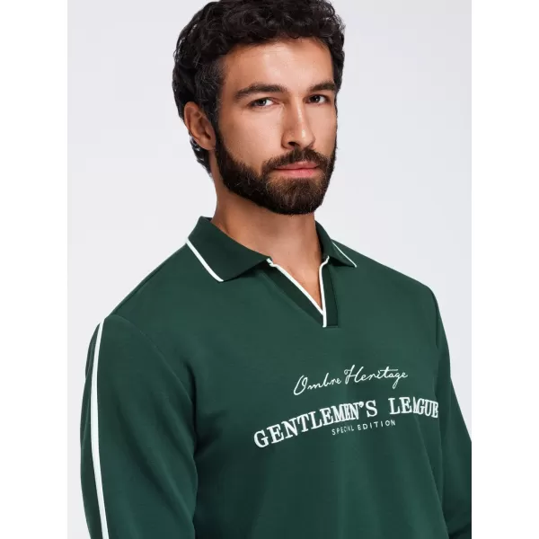  Hanorac pentru bărbați OMBRE OM-SSNZ-0268 VERDE ÎNCHIS 