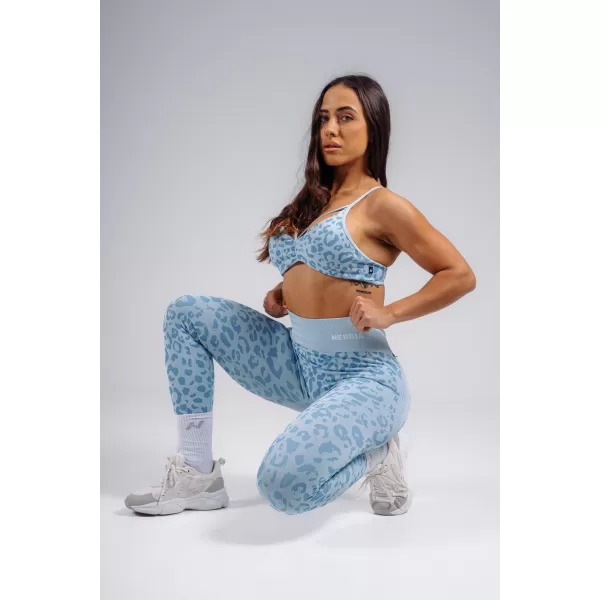  Sutien sport cu suport mediu cu imprimeu leopard NEBBIA PRIMAL 854 LEOPARD ALBASTRU 