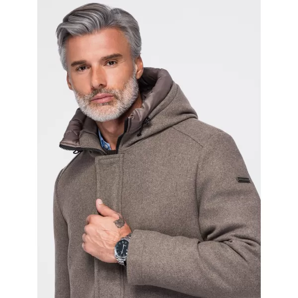  Parka pentru bărbați OMBRE OM-COWC-0161 CENUȘIU 