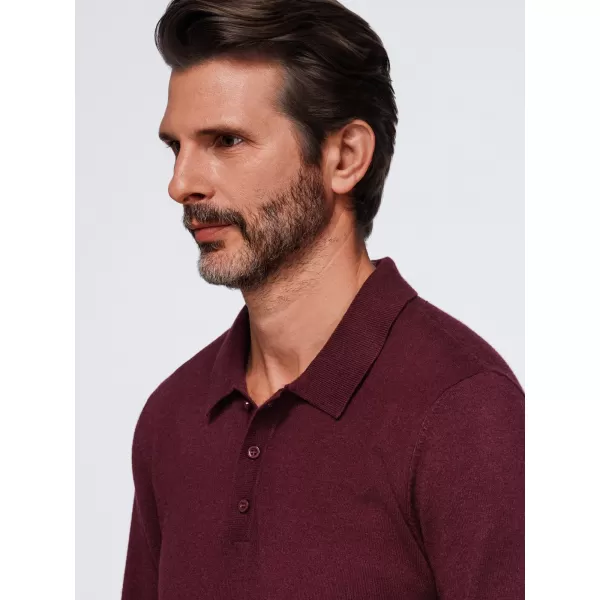  Tricou pentru bărbați cu guler OMBRE OM-POLS-0151 BURGUNDIA 