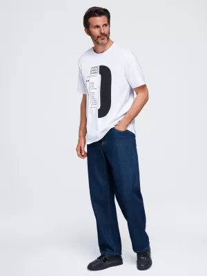 Tricou pentru bărbați OMBRE OM-TSPT-0299 ALB