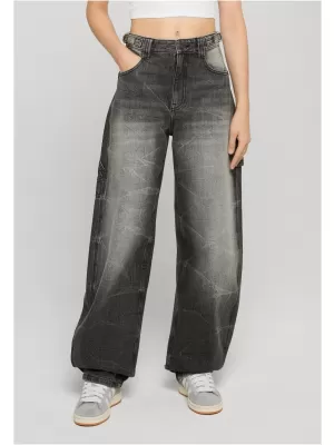Pantaloni de dama URBAN CLASSICS TB8140 NEGRU SPALAT