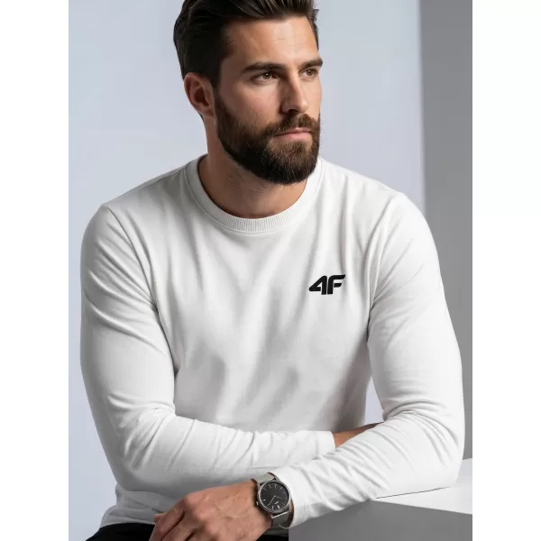  Tricou pentru bărbați cu mâneci lungi 4F WMM00TLONM611 ALB 