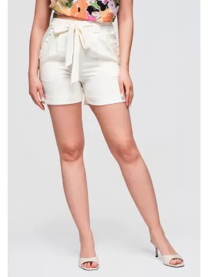 Pantaloni scurți de damă OMBRE OW-ST-E0006 ECRU