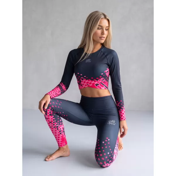  Jambiere premium pentru femei (marimi noi) ALTISPORT VOJ/ALW109LEG05 ROZ-NEGRU 