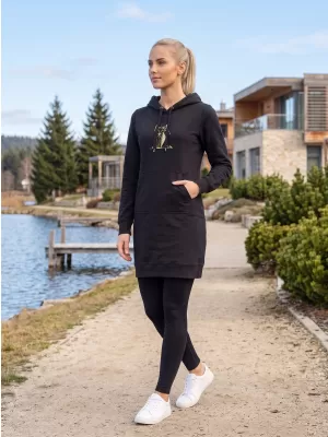 Hanorac prelungit dama ALTISPORT ALW091419 NEGRU SI AURIU