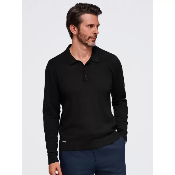  Tricou pentru bărbați cu guler OMBRE OM-POLS-0151 NEGRU 
