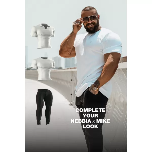  Tricouri pentru bărbați NEBBIA MIKE MUSCLE FIT POLO 157 ALB 