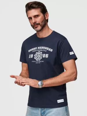 Tricou pentru bărbați OMBRE OM-TSPT-0269 ALBASTRU MARIN