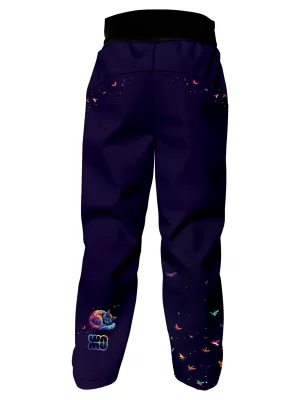 Pantaloni softshell pentru copii WAMU DUHOVÁ KOČKA VIOLET ÎNCHIS