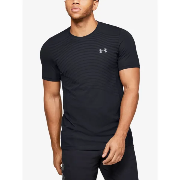  Tricou fără cusături pentru bărbați UNDER ARMOUR SEAMLESS WAVE SS 1351450-001 NEGRU 