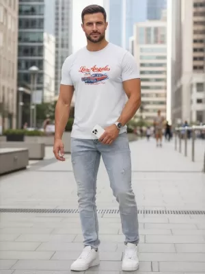 Tricou pentru bărbați DSTREET NX0055R-WH ALB