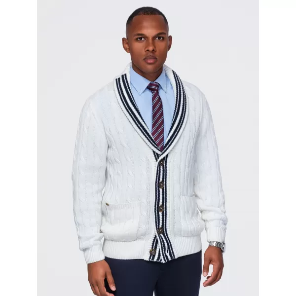  Cardigan pentru bărbați OMBRE OM-SWCD-0196 ALB 