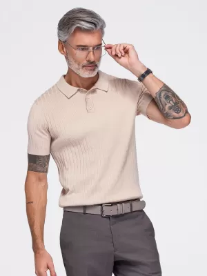 Tricou polo pentru bărbați OMBRE OM-POSS-0180 BEJ