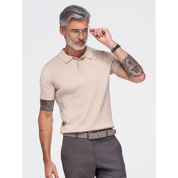  Tricou polo pentru bărbați OMBRE OM-POSS-0180 BEJ 