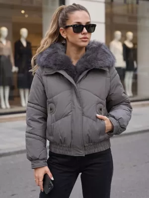 Geaca de dama DSTREET TY6010 GRI ÎNCHIS