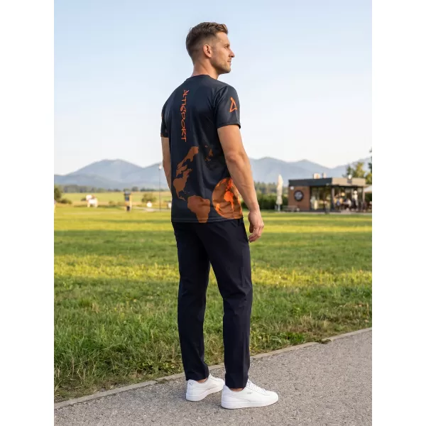  Cămașă de agrement pentru bărbați premium ALTISPORT VOJ/ALM130TR06 NEGRU-PORTOCALIU 
