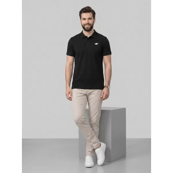  Tricou pentru bărbați cu guler 4F WMM00TPTSM0771 NEGRU ADÂNC 