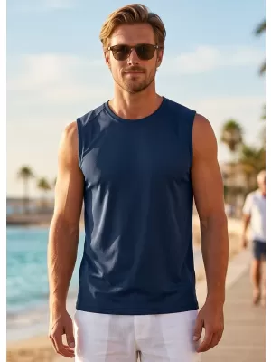 Maieu sport pentru bărbați MALFINI BREEZE 820 ALBASTRU MARIN
