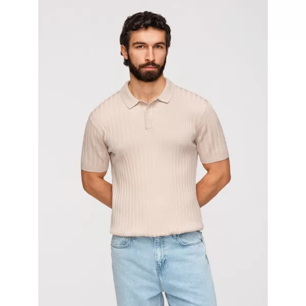  Tricou pentru bărbați cu guler OMBRE OM-POSS-0169 BEJ 