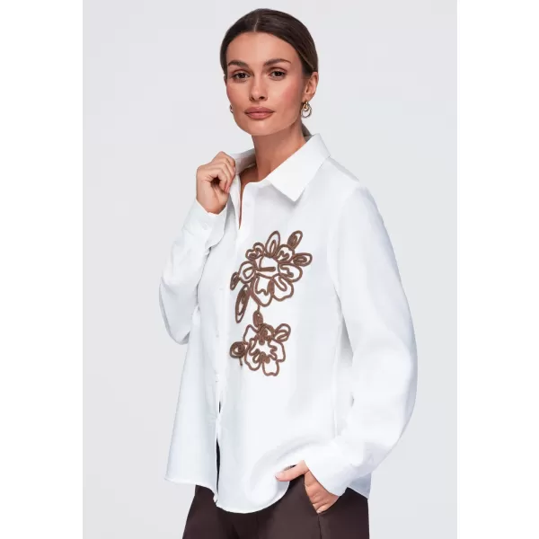  Cămașă de damă OMBRE OW-SH-E0073 ALB 