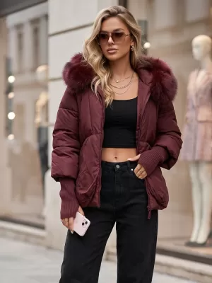 Geaca de dama DSTREET TY5992 BURGUNDIA