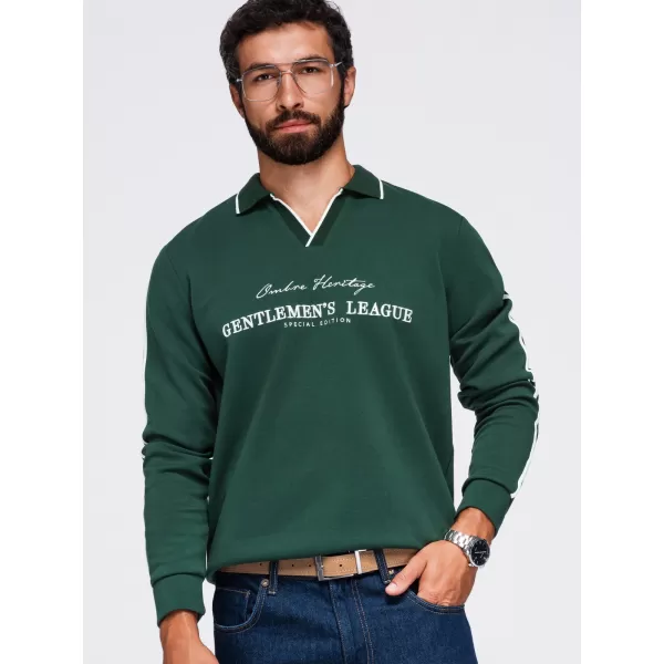  Hanorac pentru bărbați OMBRE OM-SSNZ-0268 VERDE ÎNCHIS 