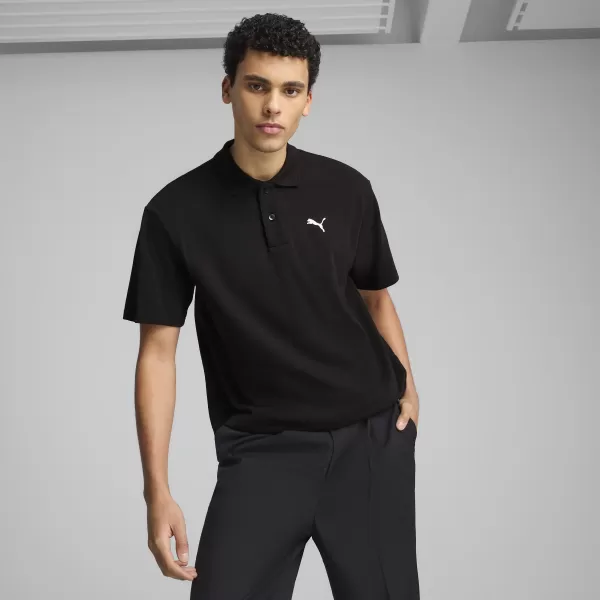  Tricou pentru bărbați cu guler PUMA WARDROBE ESS PIQUE RELAXED POLO 62965701 PUMA NEGRU 