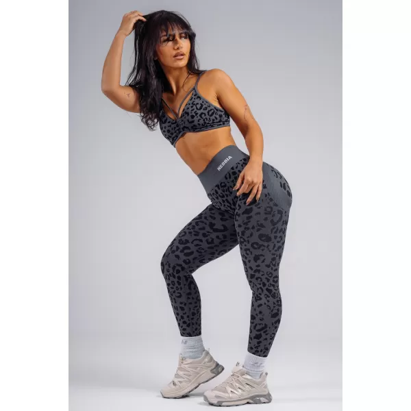  Jambiere compresive push-up cu imprimeu leopard NEBBIA PRIMAL 849 LEOPARD NEGRU 