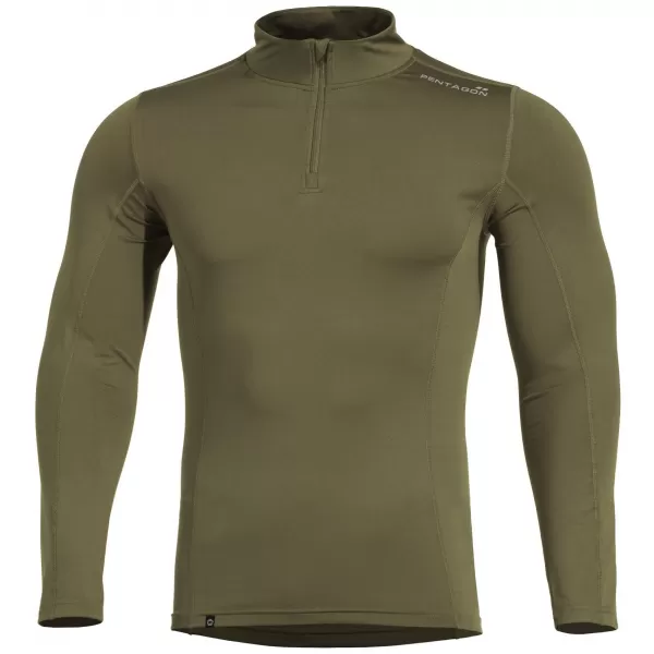  Tricou pentru bărbați PENTAGON PINDOS 1/2 ZIP SHIRT K11013 VERDE MĂSLINIU 