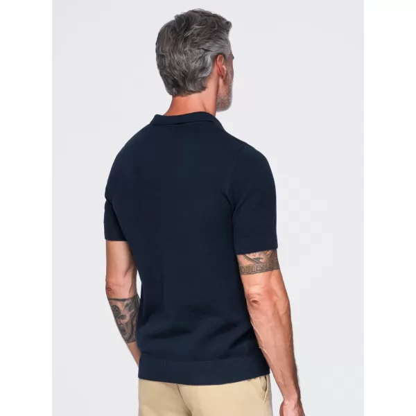  Tricou polo pentru bărbați OMBRE OM-POSS-0178 ALBASTRU MARIN 