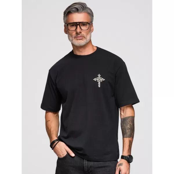  Tricou pentru bărbați OMBRE OM-TSCT-0276 NEGRU 