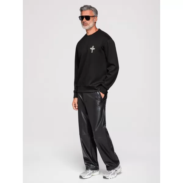  Hanorac pentru bărbați OMBRE OM-SSNZ-0271 NEGRU 